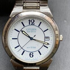 M374　可動 シチズン CITIZEN エコ ドライブ メンズ 腕時計 E111-S027161 白 ホワイト 文字盤 SS シルバー デイト アナログ ソーラー クォーツ QZ ウォッチの画像
