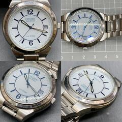M374　可動 シチズン CITIZEN エコ ドライブ メンズ 腕時計 E111-S027161 白 ホワイト 文字盤 SS シルバー デイト アナログ ソーラー クォーツ QZ ウォッチの画像