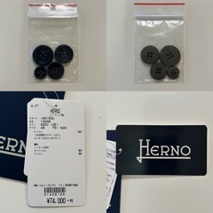 美品Herno® ヘルノメンズコート ナイロンコート ステインカラーコート ジャケット cort アウター 冬服 秋服 春服 薄手コートNAVYネイビー紺色系サイズ48 肩幅43身幅51袖丈65着丈79製品タグ類 ボタン×4の画像