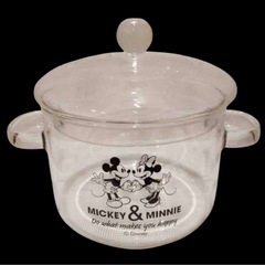 新品　ディズニー　ミッキー&ミニー　 ガラスクッキングポットの画像