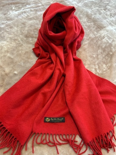 Loro Piana ロロピアーナロロ・ピアーナ大判マフラー ストール ショール スカーフred レッド赤色系 カシミヤカシミア100％ 約194センチ 横約76センチ フリンジ約6.5センチ イタリア製レディース女性用婦人メンズ男性用紳士ユニセックス男女兼用