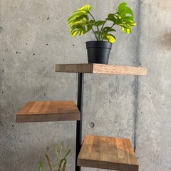 アイアン×木製　プランタースタンド フラワースタンド 鉢置き 花台 の画像
