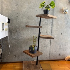 アイアン×木製　プランタースタンド フラワースタンド 鉢置き 花台 の画像