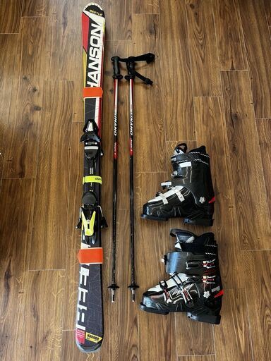 【★引取限定価格】スキー3点セット HANSON ハンソン BEETLスキー板 160cm  スキーブーツ 27.0/27.5cm シナノストック