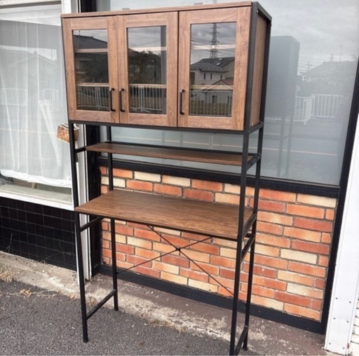 ニトリ 食器棚 ダークブラウン 180x90x40 高さx幅広いx奥行き