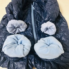 【UNIQLO・80サイズ】フード付き　ダウンジャケット　ジャンプスーツの画像