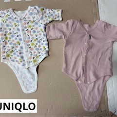 ユニクロ・西松屋　前開き長袖ボディスーツ 60サイズ 3枚セットの画像