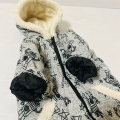 【美品・80サイズ】フード付き　ダウンジャケット　ジャンプスーツの画像
