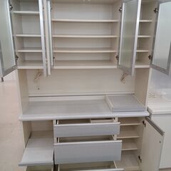 リユースのサカイ栃木店★ジモティ割あり★  食器棚 ホワイト×グレー W140.8×D45.4×H190.8 クリーニング済み TC11031の画像