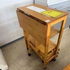 J3053　【リユースのサカイ柏店】　折りたたみキッチンワゴン　机　デスク　収納付　の画像