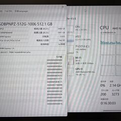 HPノートパソコン　Ryzen7 8コア16スレッド SSD512 メモリー16GB 使用時間54時間の画像