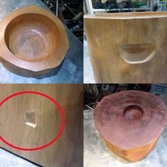 北海道産の優良天然木 ミニうす セット 5合用 臼 杵1本付 木製 餅つき 餅 正月 きね うす レトロオブジェ 札幌市 新道東店の画像