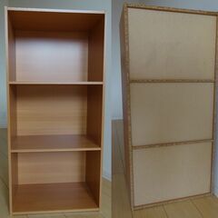 カラーボックス　３段／薄茶（木目調）の画像