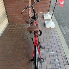 20インチ　外装6段変速　カゴ付き折り畳み自転車　レッドの画像