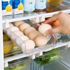 【全国発送のみ可】冷蔵庫吊り下げ収納ケース 冷蔵庫トレー 冷蔵庫トレー 卵ケース 引き出し たまご(15個用)果物 野菜収納 台所 キッチン収納 小物 化粧品 パントリー クリアケース引きだし ひきだし 　業者歓迎　転売OK　倒産品　まとめ売り　ネット商材　アマゾン引き上げ商品　メルカリ　副業の画像