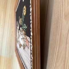 額縁入りインドの布製絵の画像