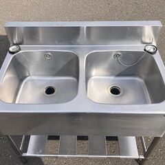 札幌市◆厨房 ２槽シンク / 流し台◆横100×奥60×高さ80+15■クリナップ キッチンの画像
