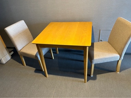 オーク突板　ダイニングテーブル　チェア2脚セット　木製ダイニング