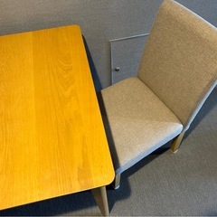 オーク突板　ダイニングテーブル　チェア2脚セット　木製ダイニングの画像