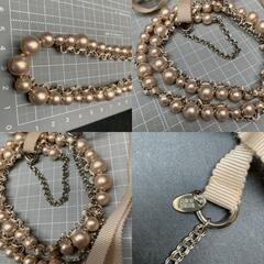N395　NATURAL BEAUTY（ナチュラルビューティー） パールリボンネックレス ベージュピンク　レディースアクセサリーの画像