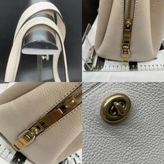 P458　未使用保管品 コーチ COACH ターンロック　レザー トートバッグ ハンドバッグ  ショルダー ホワイト　レディースの画像