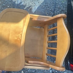 美品】澤田木工所 木製 折りたたみ ハイローチェア テーブル付きの画像