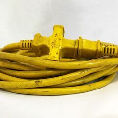 △ 工事用延長コード 延長コード 3口 約10m20cm 黄色 1995年製 動作OK メーカ不明の画像