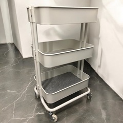 収納に便利‼️IKEA イケア ワゴン ローズコグ ホワイト 耐荷重:6kg 長さ35x幅45x高さ77cmの画像