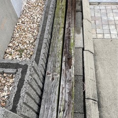 庭から抜いた枕木2本の画像