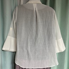 WASHホワイト 五分袖 オープンネックシャツ☆の画像