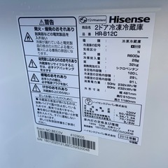 2019年製　ハイセンス　2ドア冷蔵庫　120L HR-B12Cの画像