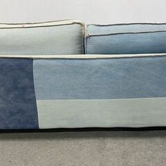 ビメイクス カリフォルニア50‘ｓ パッチワークデニムソファ 3人掛け 幅185 カバーリング インテリア 3P 中古家具 店頭引取歓迎 R10141の画像