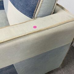 ビメイクス カリフォルニア50‘ｓ パッチワークデニムソファ 3人掛け 幅185 カバーリング インテリア 3P 中古家具 店頭引取歓迎 R10141の画像