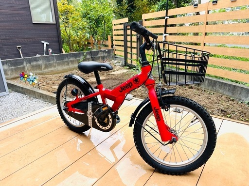 子供用自転車　Jeep 赤　16インチ　 Jeep 子供用自転車 16インチ 赤色 バスケット付き 補助輪つき - メルカリ