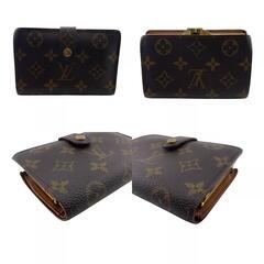 ルイヴィトン LOUIS VUITTON 二つ折り財布 モノグラム ポルトモネ ヴィエノワ がま口 コンパクトウォレット M61663 ブラウンの画像