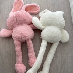 うさぎ　ぬいぐるみ　２個　ホワイト　ピンクの画像