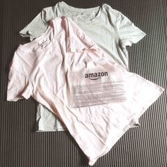 【連休セール】新品✨L＆Mサイズ Amazon Tシャツ 4枚まとめ売り レディース 無地 ピンク グレー グリーンの画像