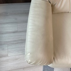 2.5人掛けソファ　ホワイト×ナチュラルうつウッド の画像