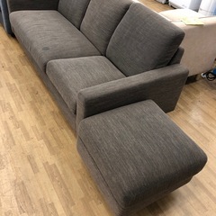 【ドリーム川西店御来店限定】☆ジモティー見たよ♪割引☆  オットマン付き3Pソファ  クリーニング済み 【99560000029874】の画像