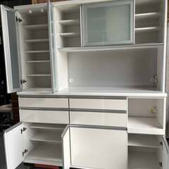 国産 最高級 古賀家具 壁面 キッチンボード、食器棚、幅174cm Used・美品の画像