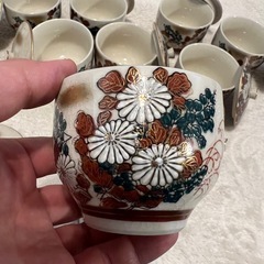 花柄陶器茶碗 9個(+蓋1枚)の画像