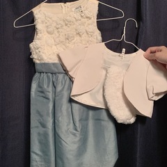 110cm♥キレイなグリーンのキッズドレスの画像