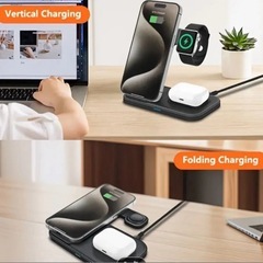 ワイヤレス充電器 3in1 Qi対応 iPhone Apple Watch AirPods 白の画像