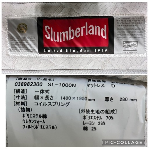 【超高級超美品】スランバーランドダブルマットレス
