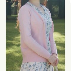 【他所で売り切れ】カシミヤタッチ ウール混 長袖 ニット カーディガン ピンク やわらか 軽量の画像