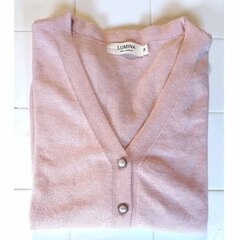 【他所で売り切れ】カシミヤタッチ ウール混 長袖 ニット カーディガン ピンク やわらか 軽量の画像