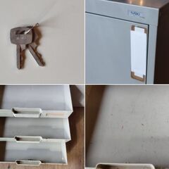 鍵付き NAIKI製 レトロ スチール棚 レターケース 書類ケース 事務用キャビネット 引出し収納　/TJ-2617 2Fの画像