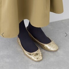 【着用一度のみ、状態良、美品】 ラメバレエシューズの画像