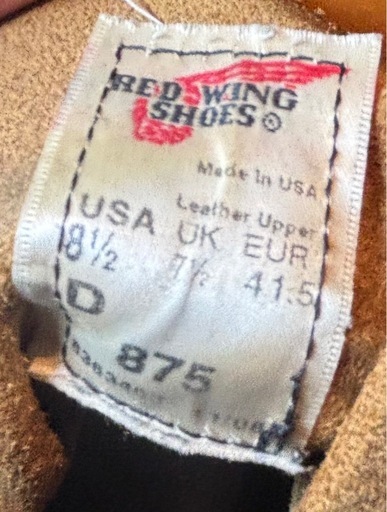 【ソール交換済】レッドウィング 875 Dワイズ US8 1/2 26.5cm サイド羽刻印、ハトメ刻印モデル