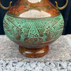 🌟✨**特殊新合金製 瑞峰作 花瓶／銅器／壺（鳳凰・像耳付き）✨🌟の画像